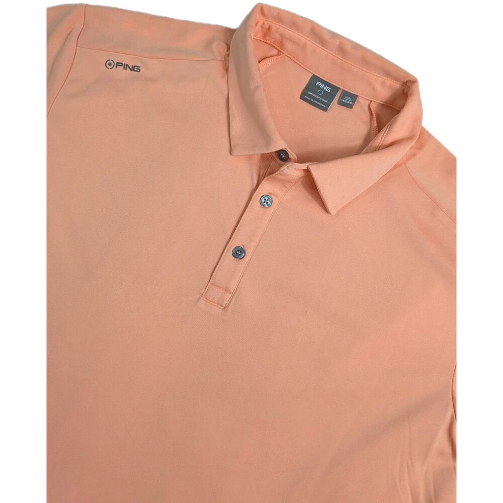 PING Lindum Polo Shirt Mens Large Peach Sensorcool Golf Performance Lightweight